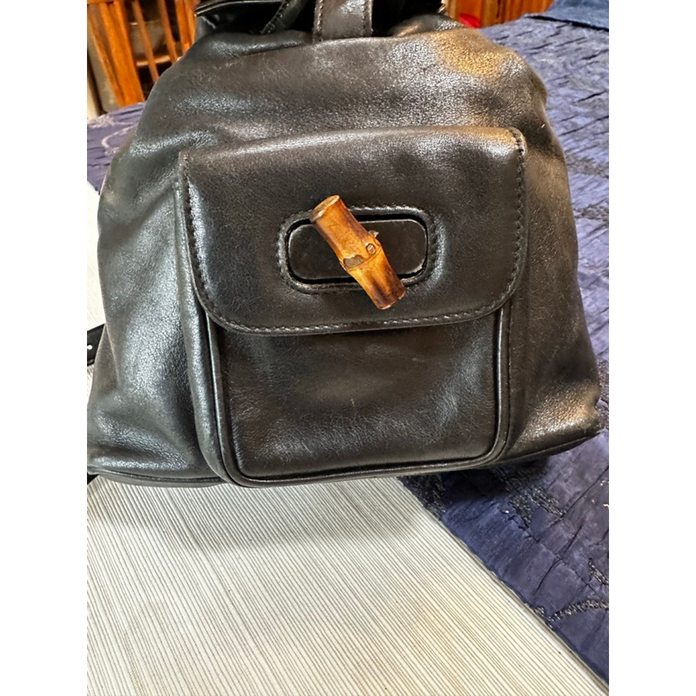 Gucci Black Leather Bamboo Handle Leather Backpack - Picture 5 of 13